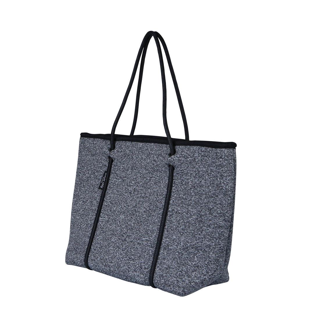 BOUTIQUE Neoprene Tote Bag With Zip - DARK MARLE-BOUTIQUE Neoprene Tote Bag With Zip - MARLE/BLACK - Willow Bay-Offering gorgeous chic style & functionality, our marle/black boutique neoprene tote bags are ideal for everyday use. Free shipping for AU & NZ. Shop now!-neoprene bag-shopping bag-handbag-travel bag-washable-vegan bag-Willow Bay Australia