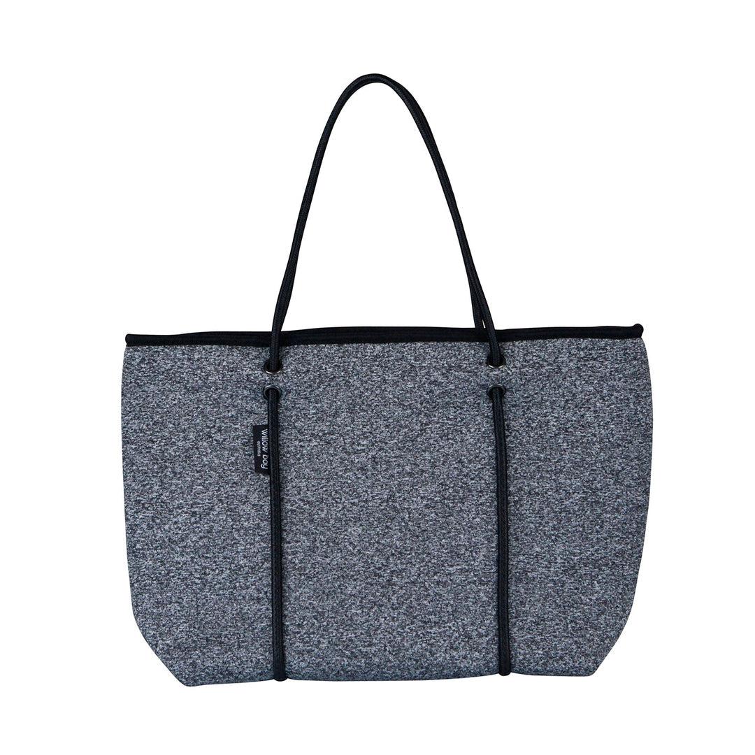 BOUTIQUE Neoprene Tote Bag With Zip - DARK MARLE-BOUTIQUE Neoprene Tote Bag With Zip - MARLE/BLACK - Willow Bay-Offering gorgeous chic style & functionality, our marle/black boutique neoprene tote bags are ideal for everyday use. Free shipping for AU & NZ. Shop now!-neoprene bag-shopping bag-handbag-travel bag-washable-vegan bag-Willow Bay Australia