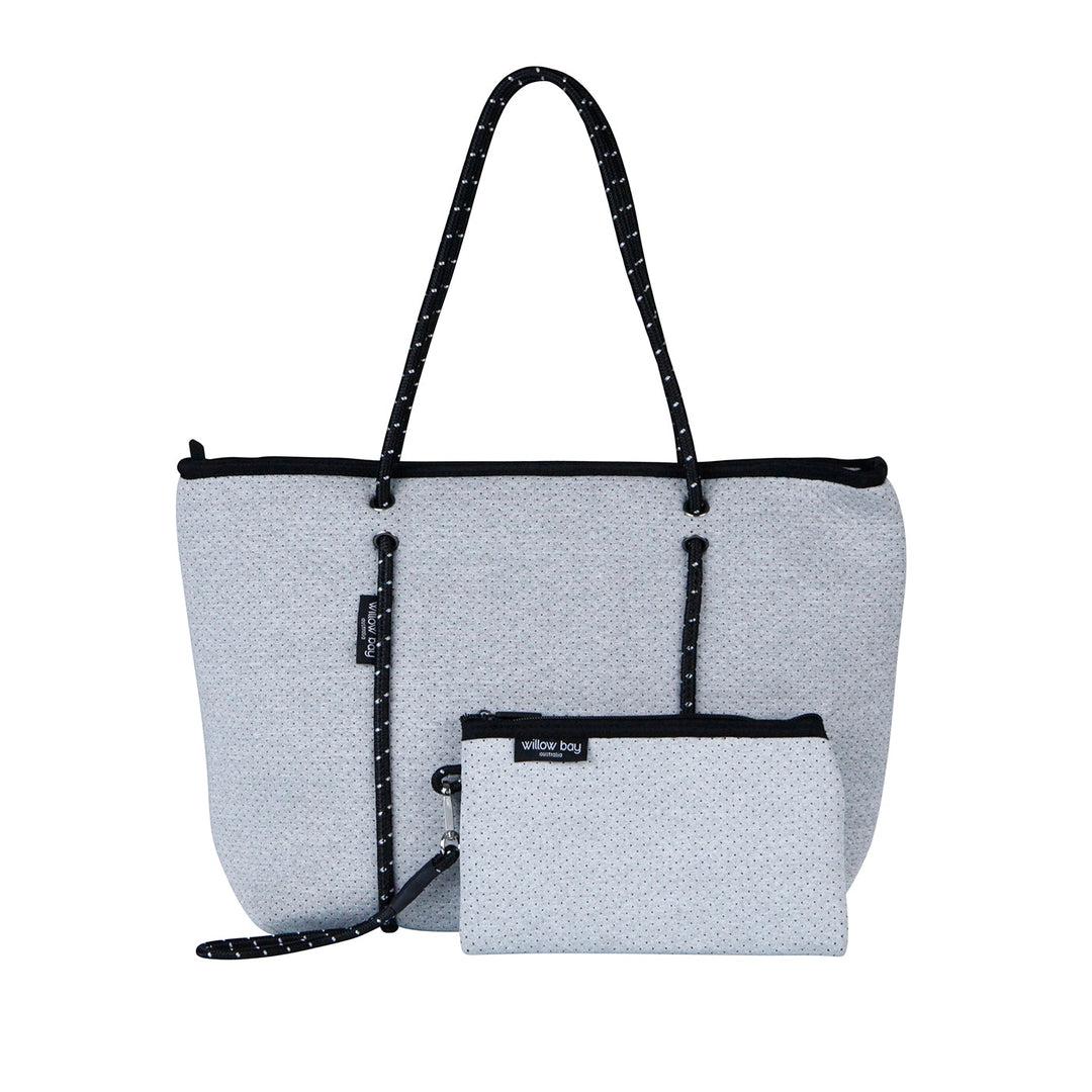 BOUTIQUE Neoprene Tote Bag With Zip - LIGHT MARLE-BOUTIQUE Neoprene Tote Bag With Zip - LIGHT MARLE - Willow Bay -Offering gorgeous chic style & functionality, our light marle boutique neoprene tote bags are ideal for everyday use. Free shipping for AU & NZ. Shop now!-neoprene bag-shopping bag-handbag-travel bag-washable-vegan bag-Willow Bay Australia