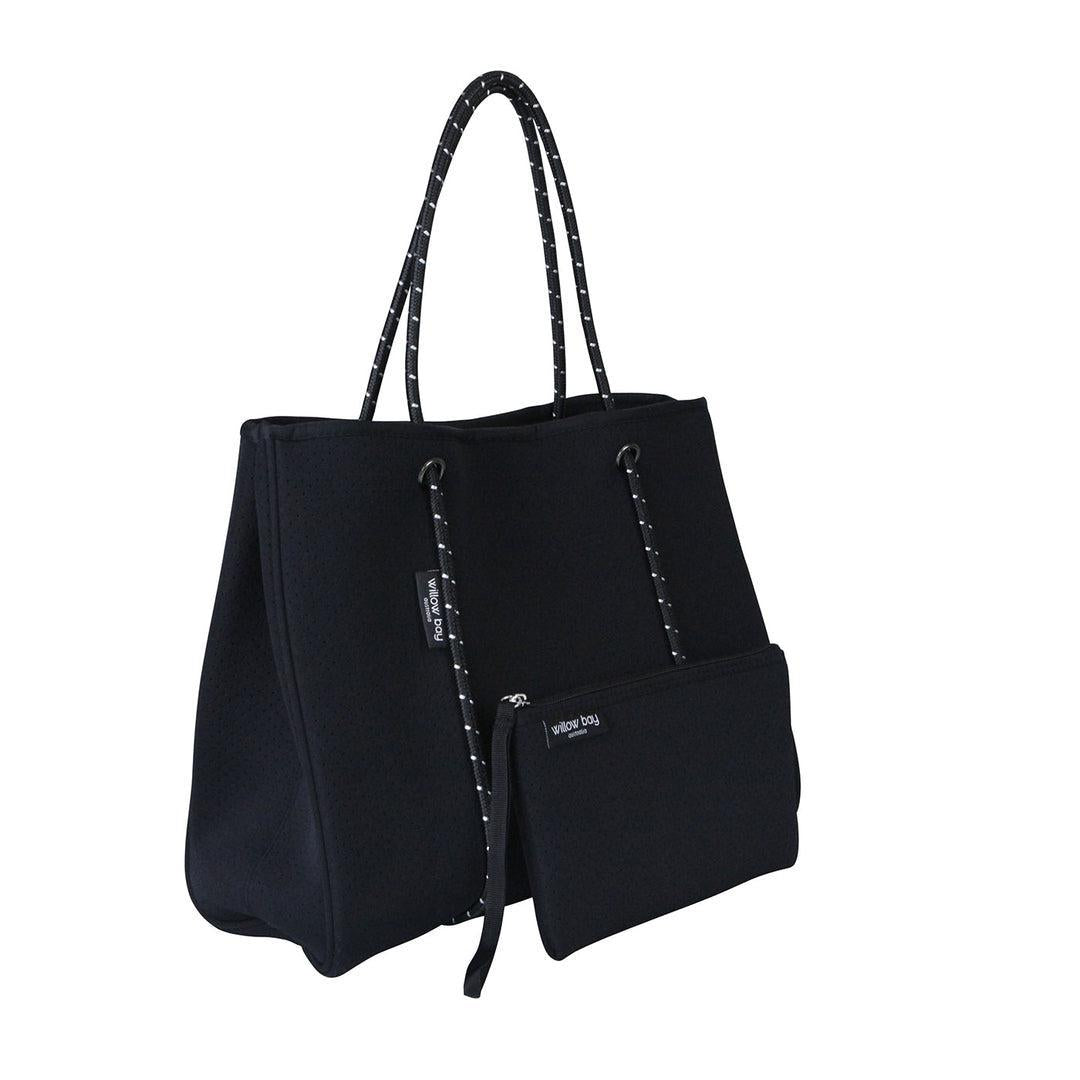 DAYDREAMER Neoprene Tote Bag With Closure - BLACK-DAYDREAMER Neoprene Tote Bag With Closure - BLACK - Willow Bay-Stunning, stylish and functional, our black daydreamer neoprene tote bags are perfect for everyday use. Free shipping for AU & NZ. Shop Now!
-neoprene bag-shopping bag-handbag-travel bag-washable-vegan bag-Willow Bay Australia