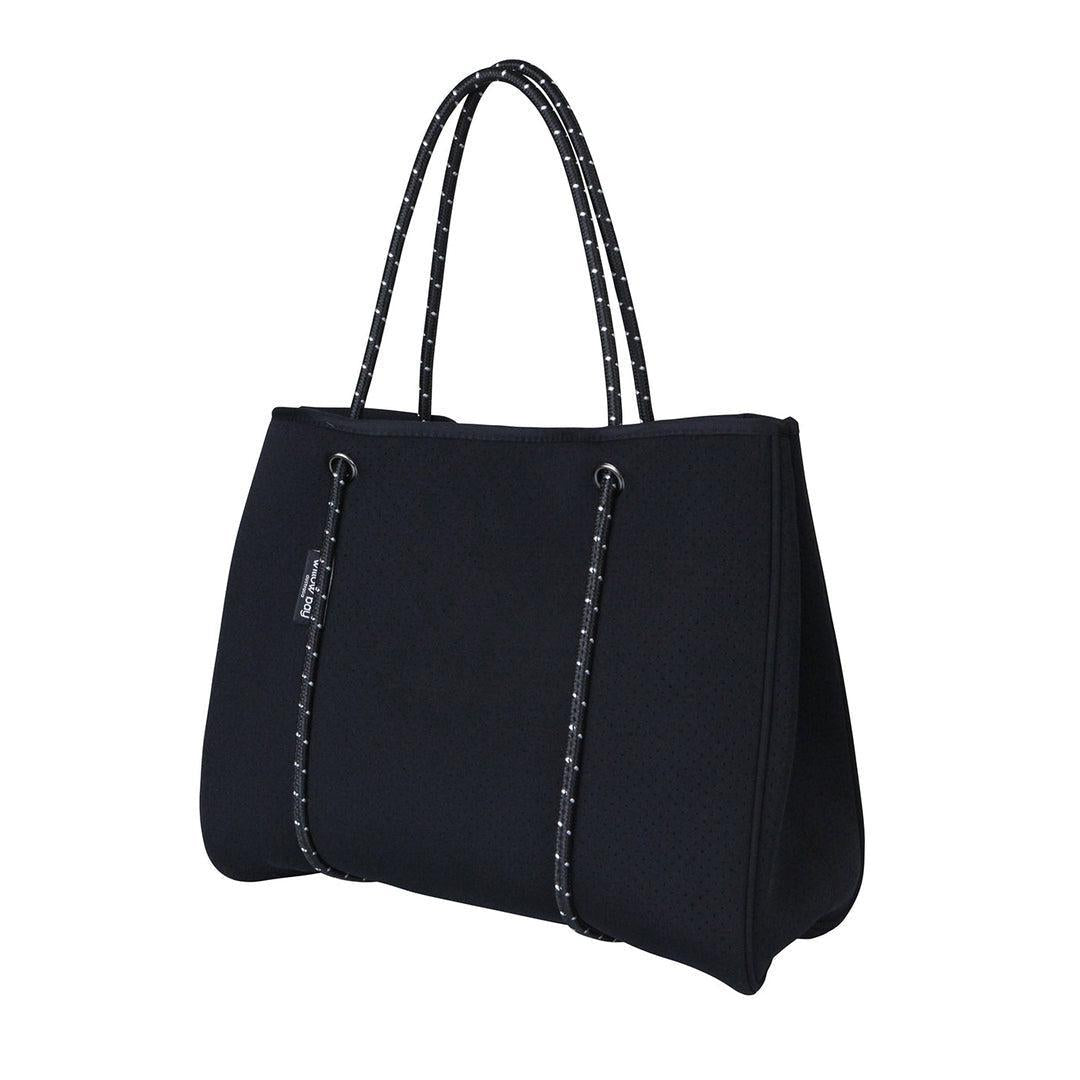 DAYDREAMER Neoprene Tote Bag With Closure - BLACK-DAYDREAMER Neoprene Tote Bag With Closure - BLACK - Willow Bay-Stunning, stylish and functional, our black daydreamer neoprene tote bags are perfect for everyday use. Free shipping for AU & NZ. Shop Now!
-neoprene bag-shopping bag-handbag-travel bag-washable-vegan bag-Willow Bay Australia