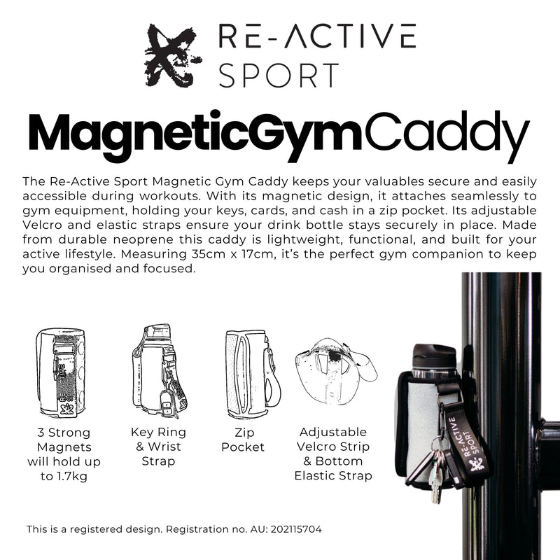 RE-ACTIVE SPORT Magnetic Gym Caddy - JET BLACK