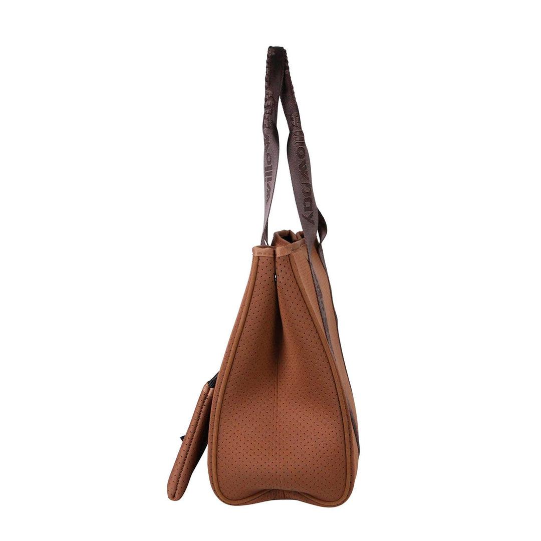 DAYDREAMER BRANDED Neoprene Tote Bag - RUST BROWN-neoprene bag-shopping bag-handbag-travel bag-washable-vegan bag-Willow Bay Australia