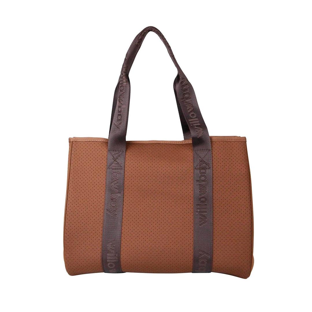 DAYDREAMER BRANDED Neoprene Tote Bag - RUST BROWN-neoprene bag-shopping bag-handbag-travel bag-washable-vegan bag-Willow Bay Australia