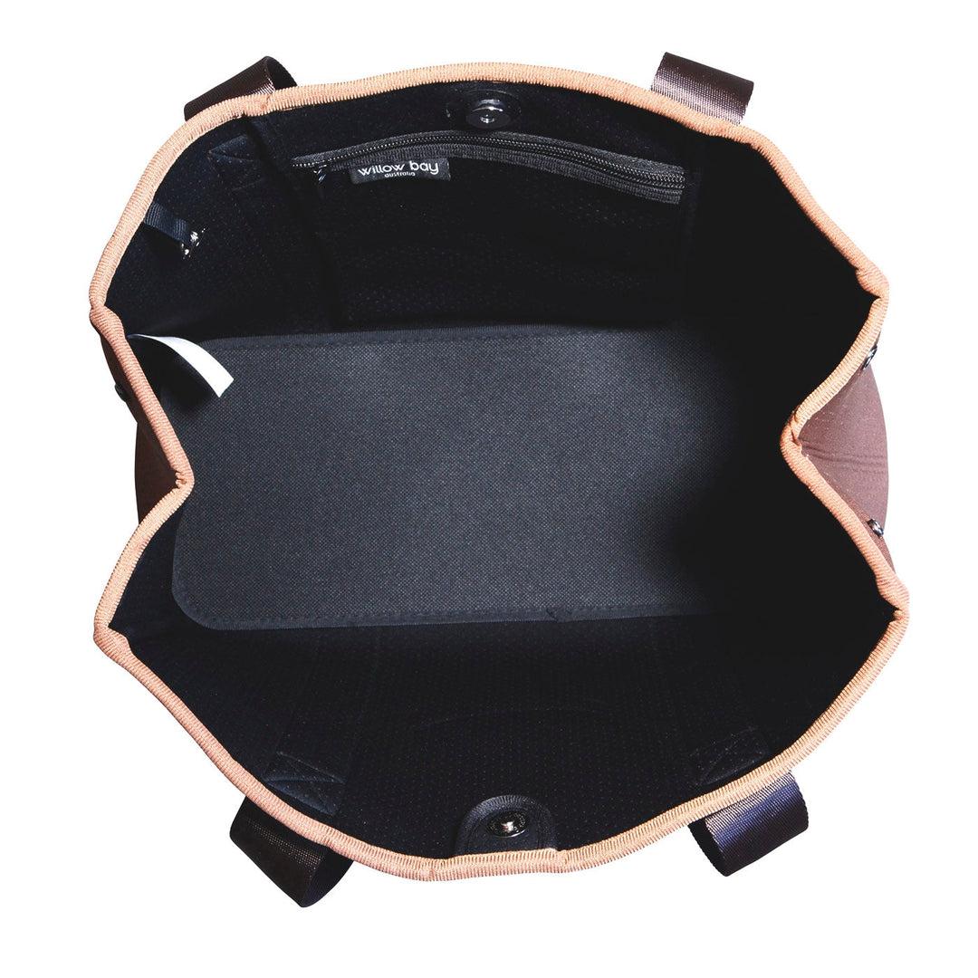 DAYDREAMER BRANDED Neoprene Tote Bag - RUST BROWN-neoprene bag-shopping bag-handbag-travel bag-washable-vegan bag-Willow Bay Australia