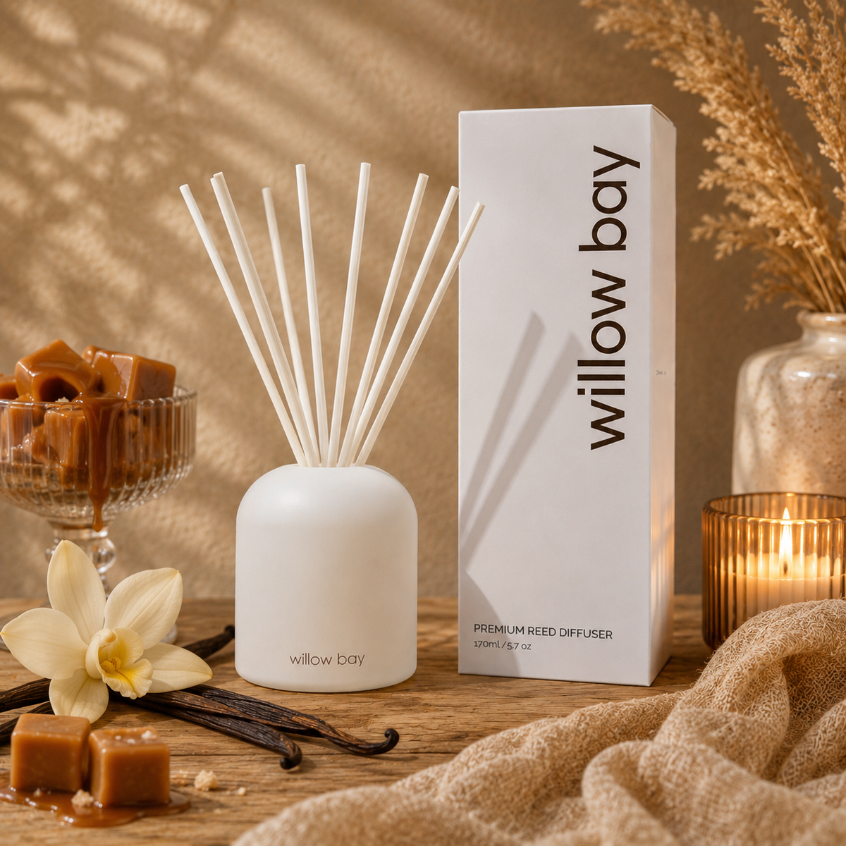 Premium Reed Diffuser - Vanilla Caramel Swirl
