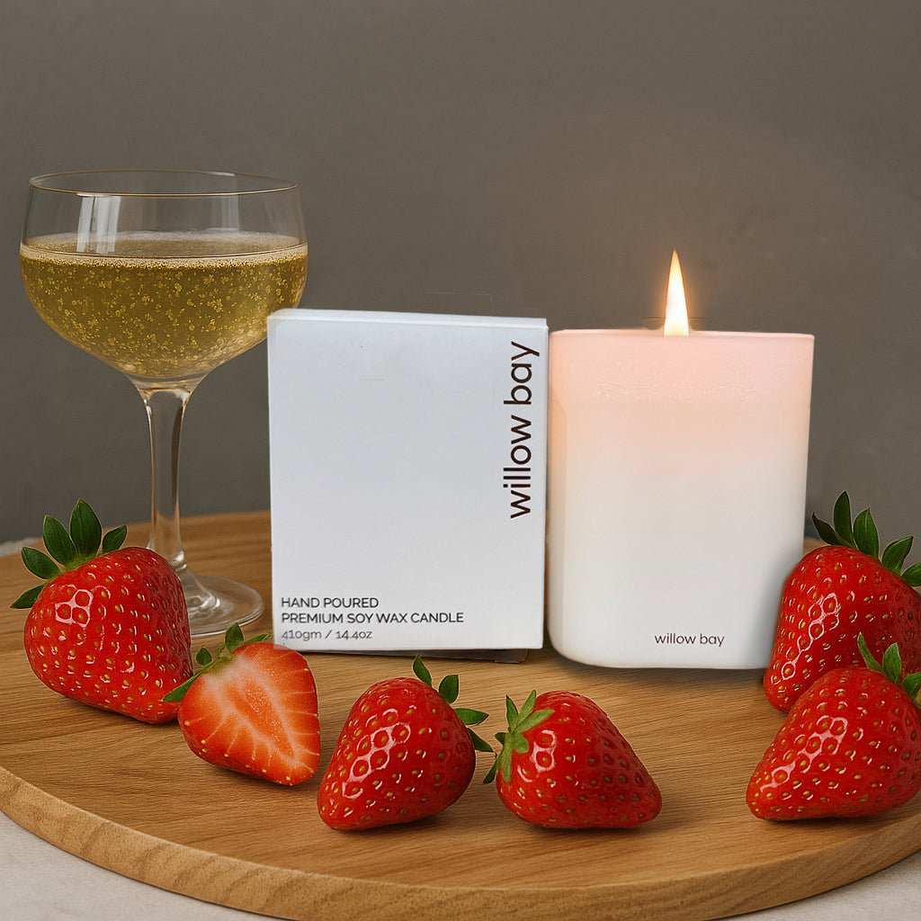 Premium Soy Candle - Champagne and Strawberries-Candle-Willow Bay Australia