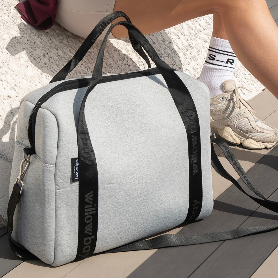 VOGUE TRAVEL DUFFEL Bag (with luggage/trolley sleeve) - Light Marle (Black Handle)