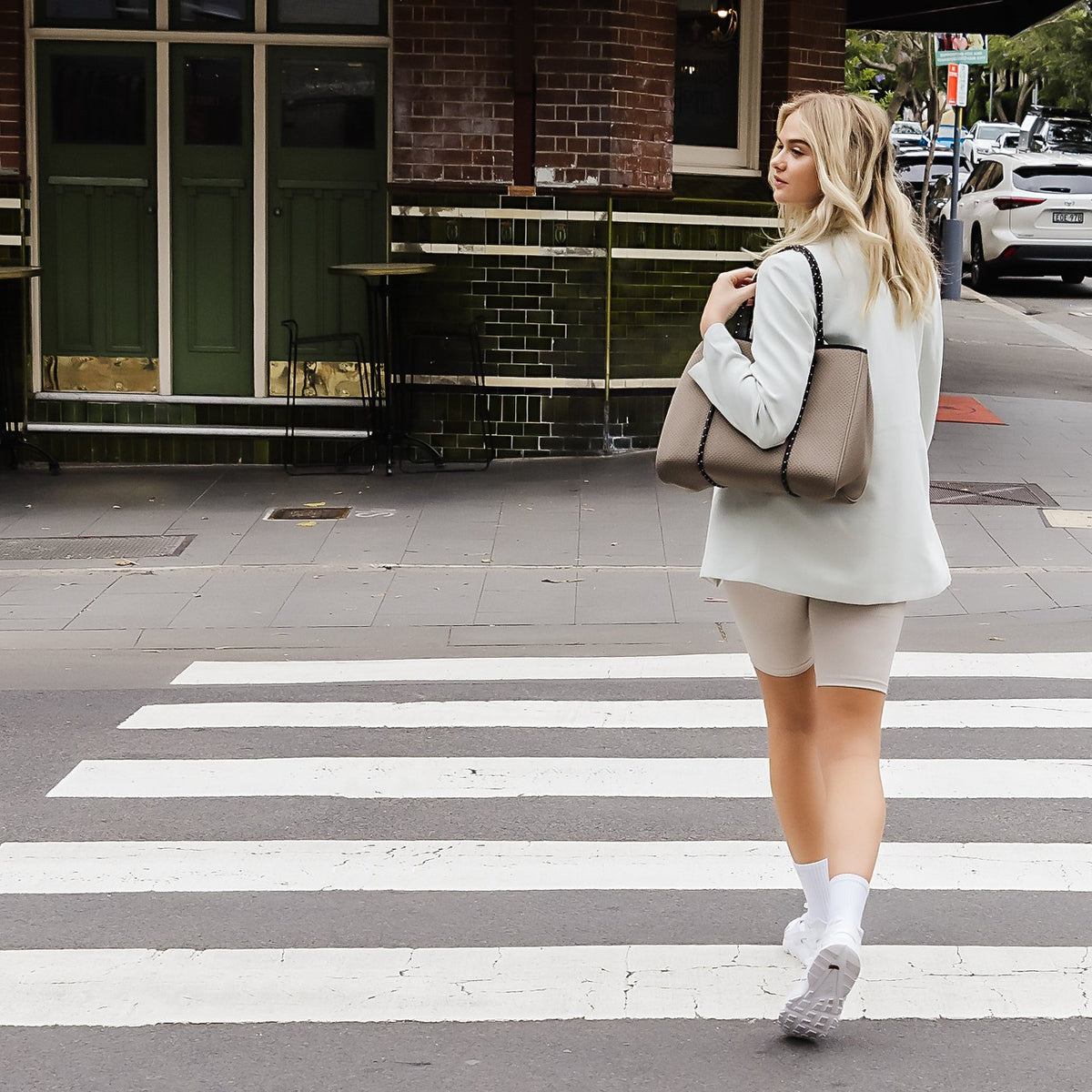 DAYDREAMER Neoprene Tote Bag With Closure - SAGE-Tote Bag-Willow Bay Australia