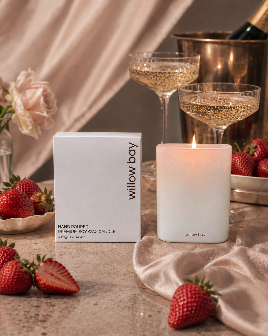 Premium Soy Candle  - Champagne and Strawberries