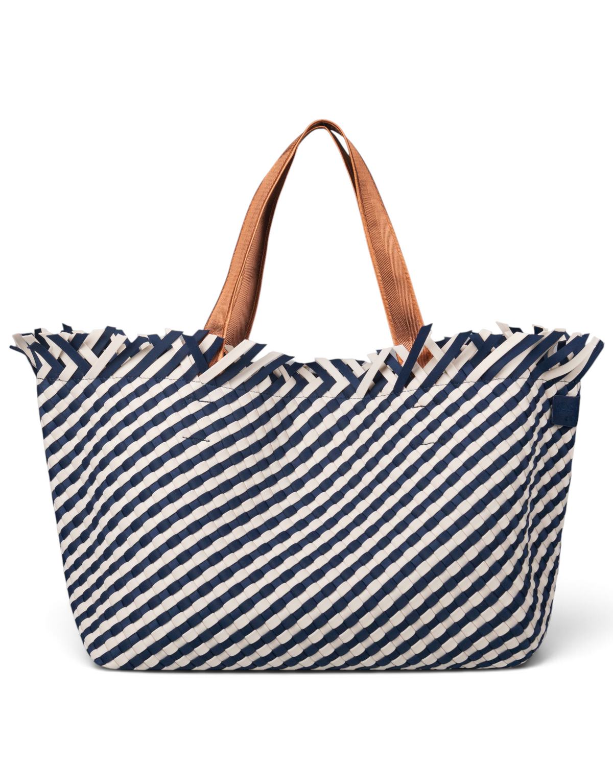 Woven Wanderer Large Tote Bag - Navy & White
