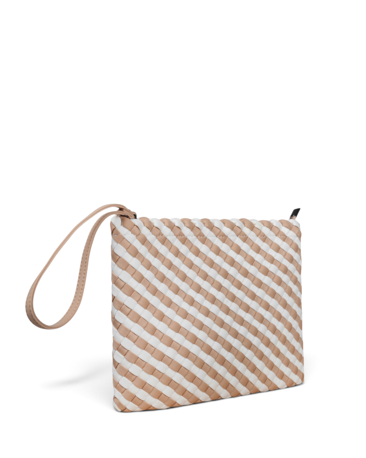 Woven Wanderer Clutch Bag - Beige & White