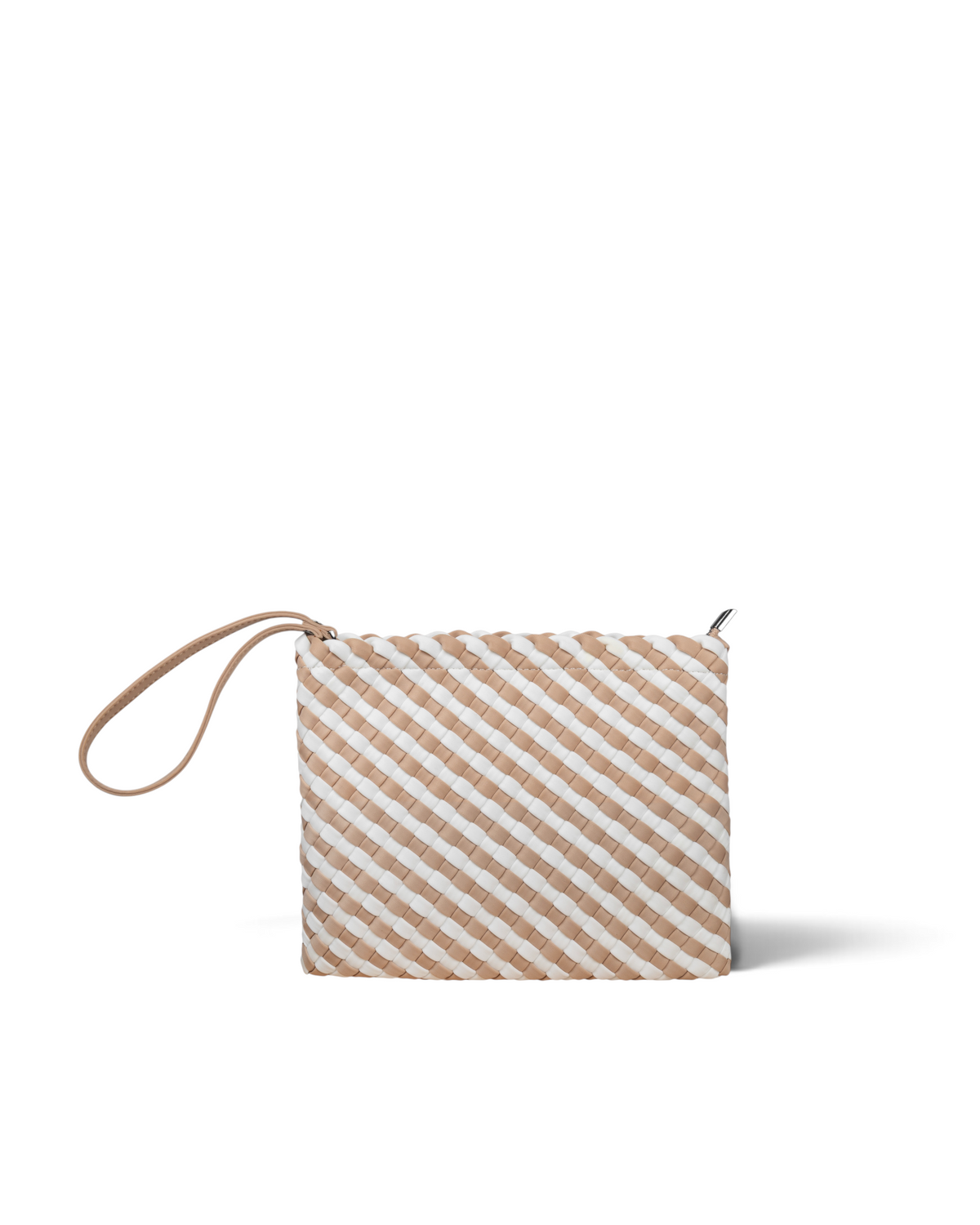Woven Wanderer Clutch Bag - Beige & White