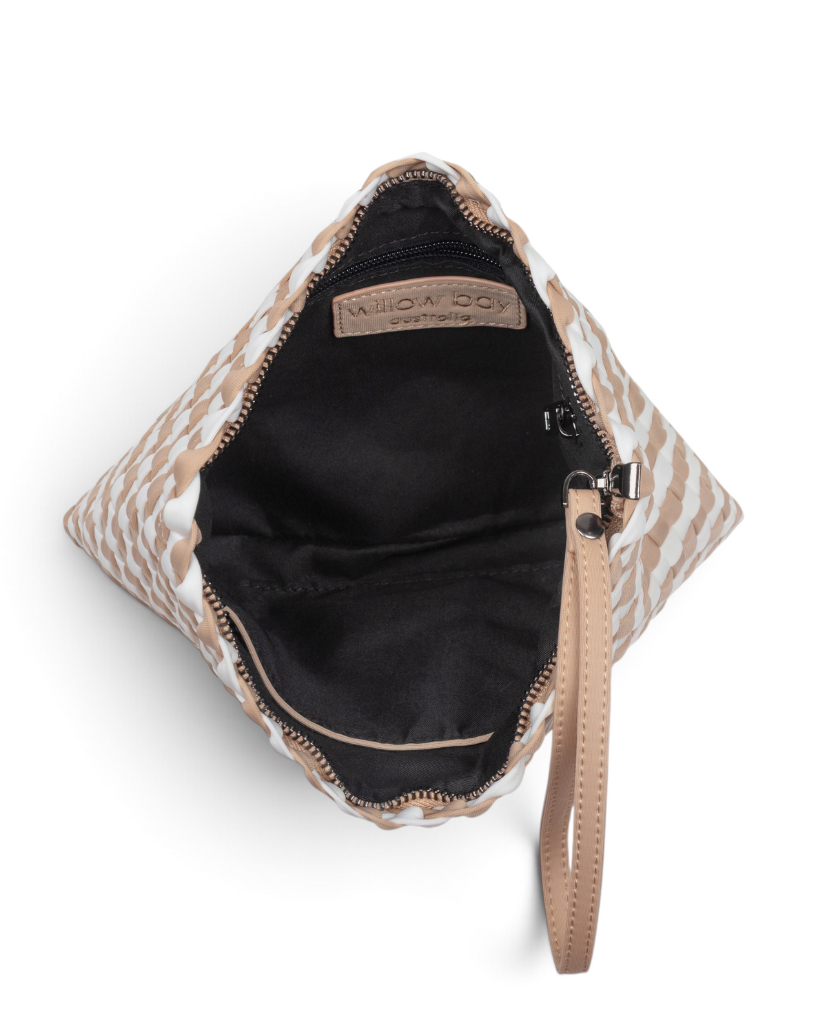 Woven Wanderer Clutch Bag - Beige & White