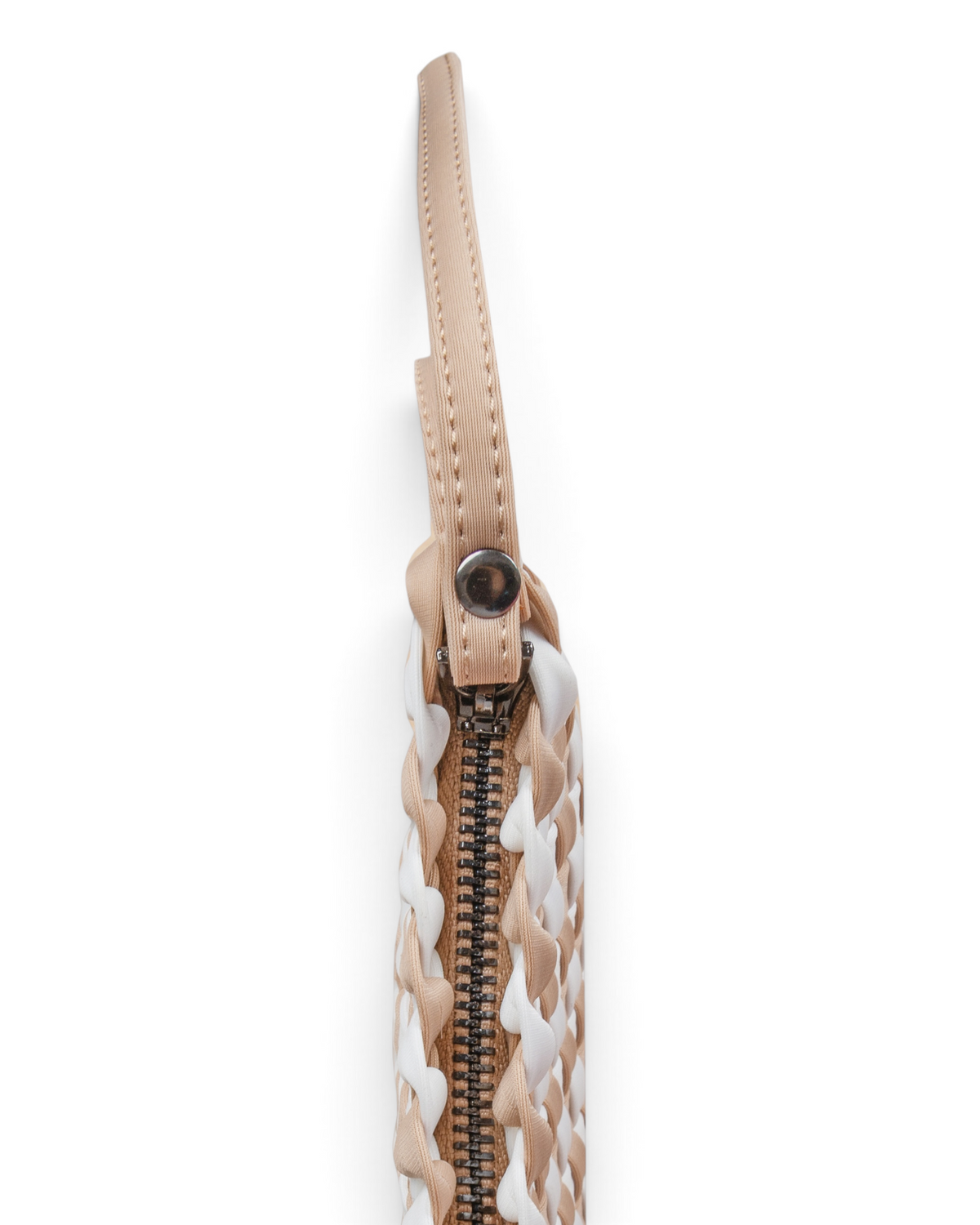Woven Wanderer Clutch Bag - Beige & White
