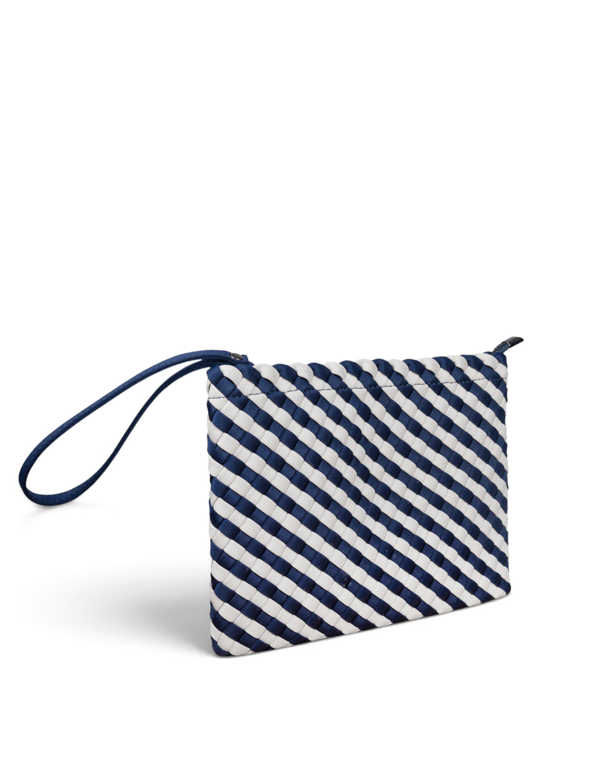 Woven Wanderer Clutch Bag - Navy & White