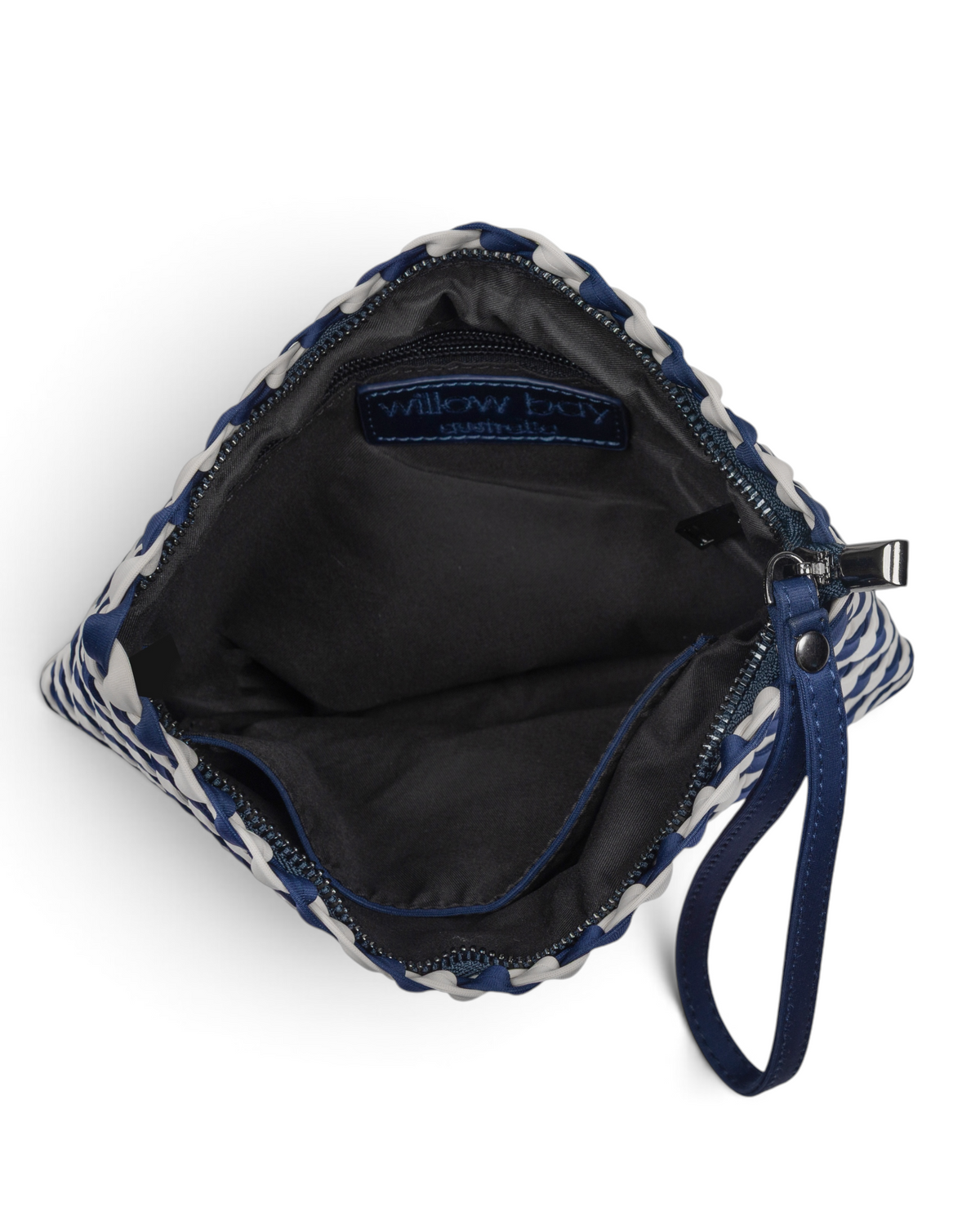 Woven Wanderer Clutch Bag - Navy & White