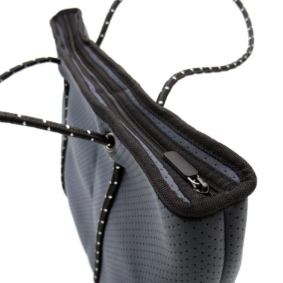 BOUTIQUE Neoprene Tote Bag With Zip - CHARCOAL-BOUTIQUE Neoprene Tote Bag With Zip - CHARCOAL - Willow Bay-Offering gorgeous chic style & functionality, our charcoal boutique neoprene tote bags are ideal for everyday use. Free shipping for AU & NZ. Shop now!-neoprene bag-shopping bag-handbag-travel bag-washable-vegan bag-Willow Bay Australia
