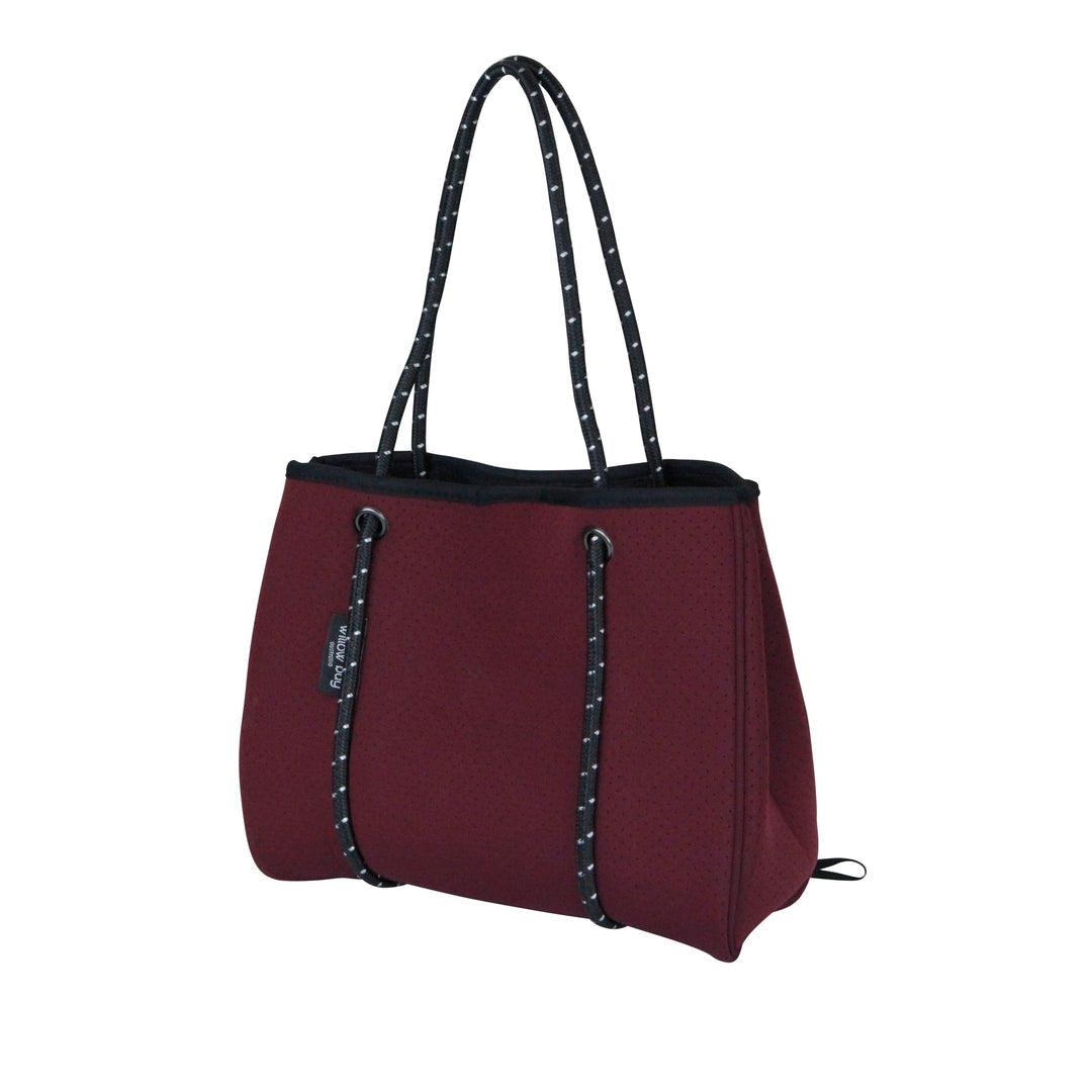 DAYDREAMER MINI Neoprene Tote Bag With Closure - BURGUNDY-neoprene bag-shopping bag-handbag-travel bag-washable-vegan bag-Willow Bay Australia
