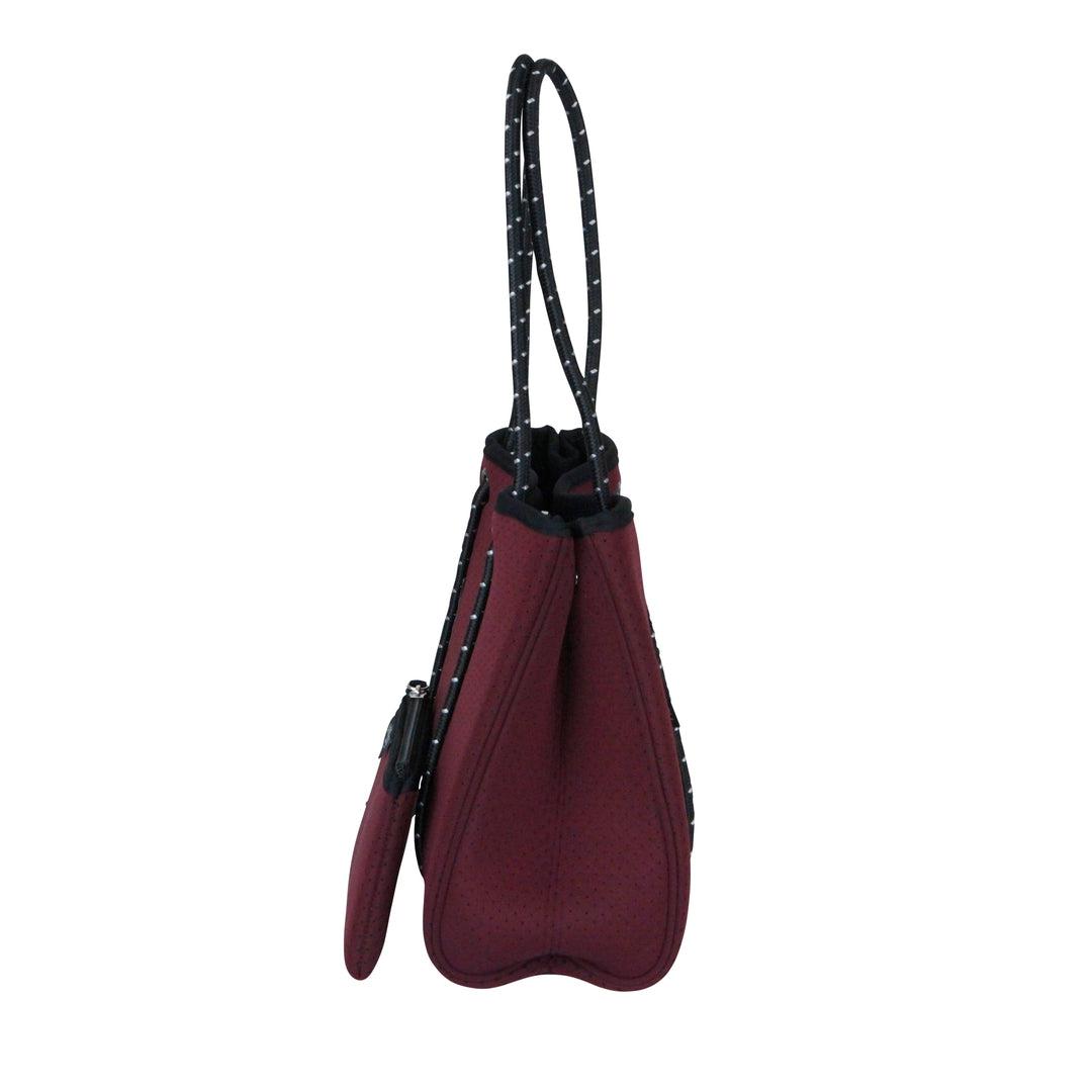 DAYDREAMER MINI Neoprene Tote Bag With Closure - BURGUNDY-neoprene bag-shopping bag-handbag-travel bag-washable-vegan bag-Willow Bay Australia
