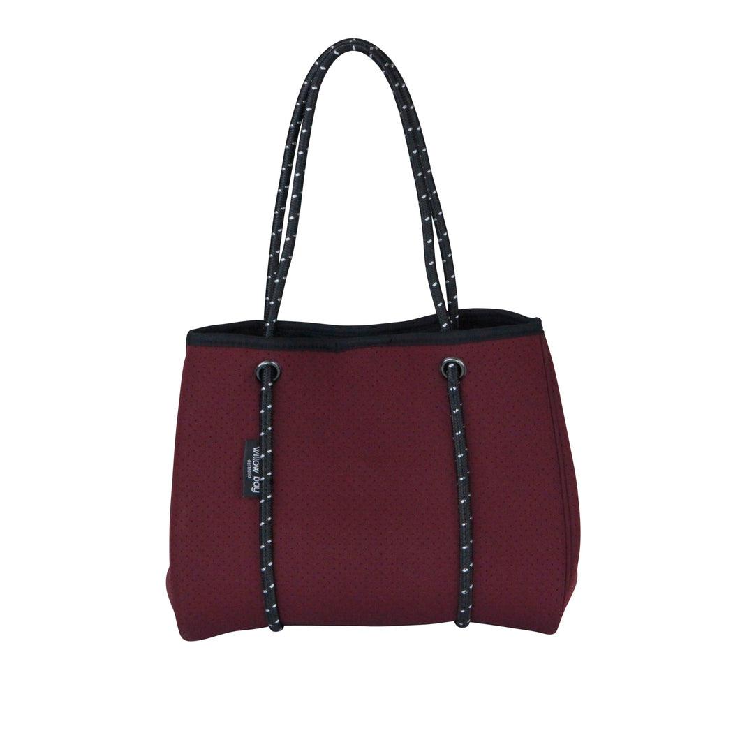 DAYDREAMER MINI Neoprene Tote Bag With Closure - BURGUNDY-neoprene bag-shopping bag-handbag-travel bag-washable-vegan bag-Willow Bay Australia