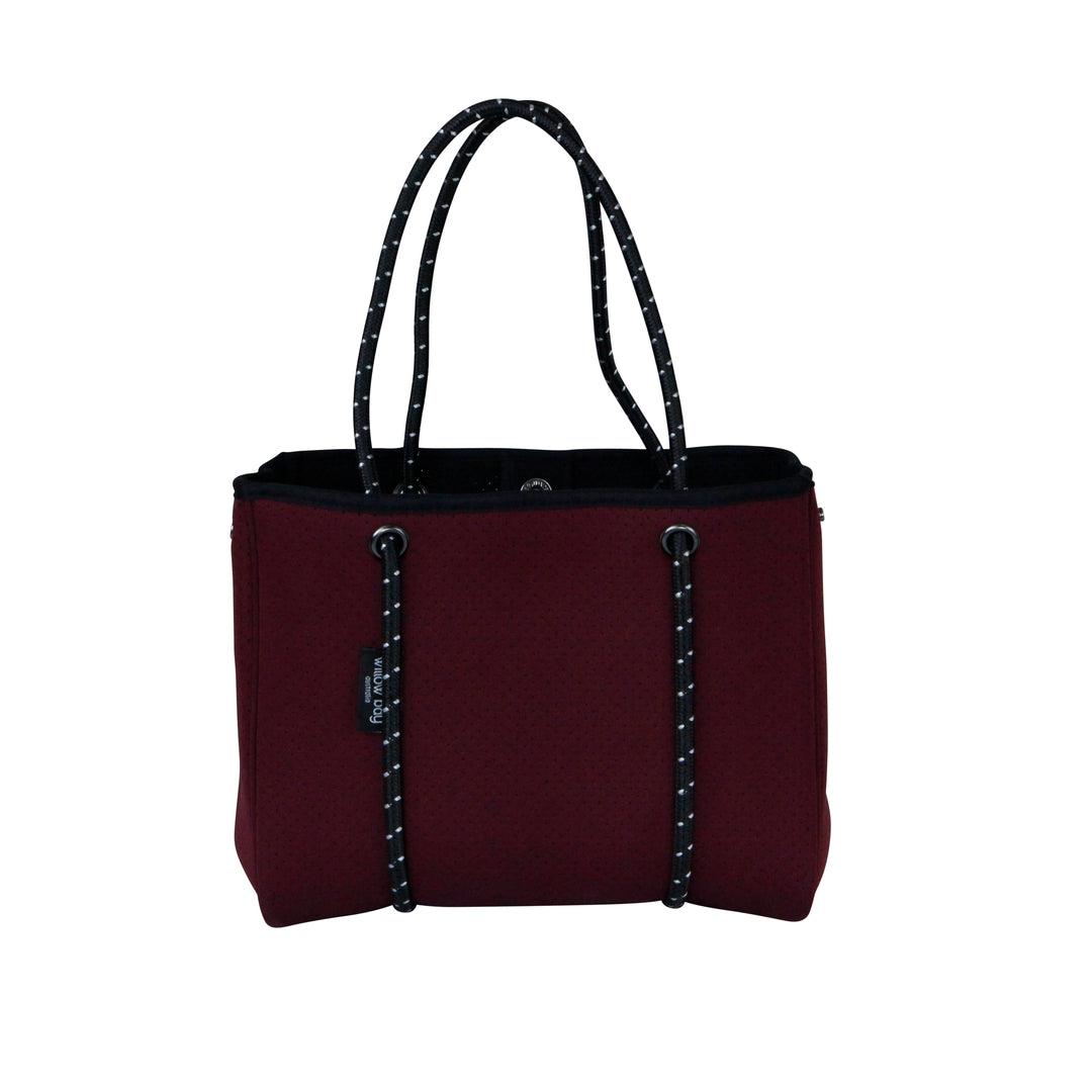 DAYDREAMER MINI Neoprene Tote Bag With Closure - BURGUNDY-neoprene bag-shopping bag-handbag-travel bag-washable-vegan bag-Willow Bay Australia