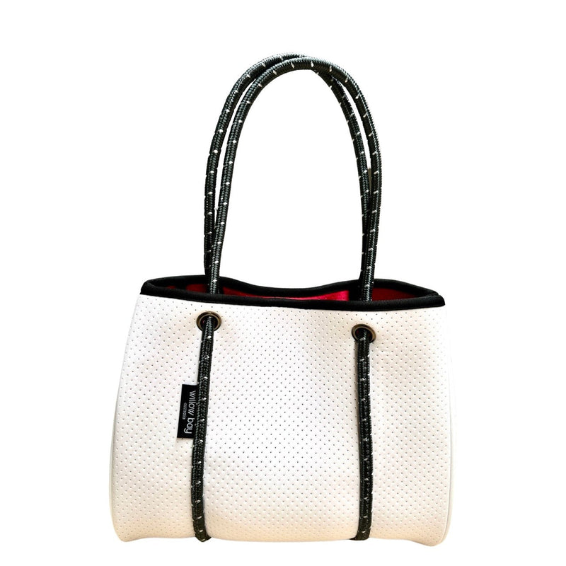 DAYDREAMER MINI Neoprene Tote Bag With Closure - WHITE/PINK (Limited Colour)