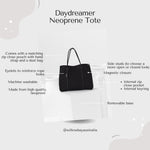 DAYDREAMER Neoprene Tote Bag With Closure - BLACK