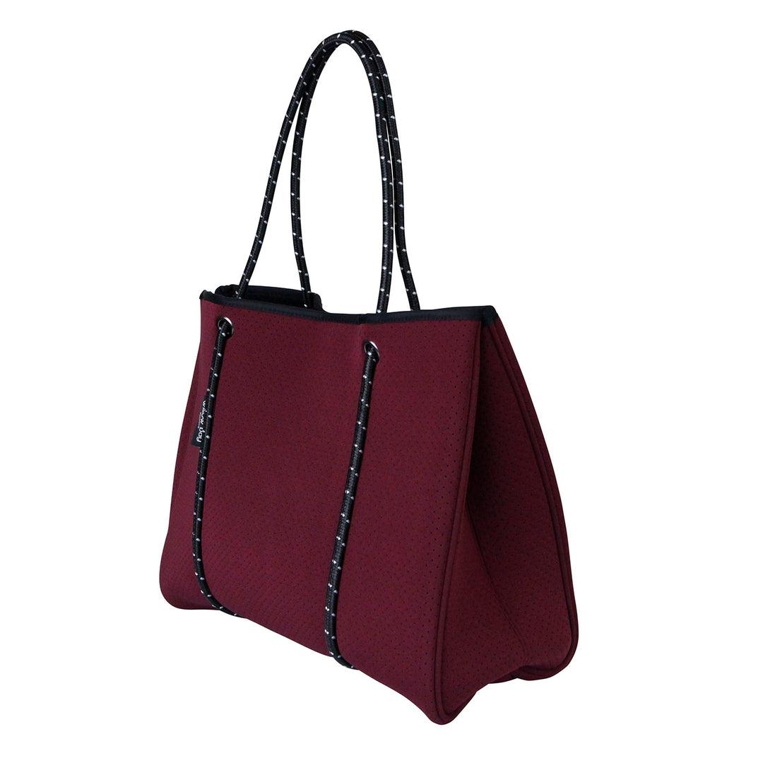 DAYDREAMER Neoprene Tote Bag with Closure - BURGUNDY-neoprene bag-shopping bag-handbag-travel bag-washable-vegan bag-Willow Bay Australia