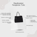 DAYDREAMER Neoprene Tote Bag with Closure - NAVY/WHITE-neoprene bag-shopping bag-handbag-travel bag-washable-vegan bag-Willow Bay Australia