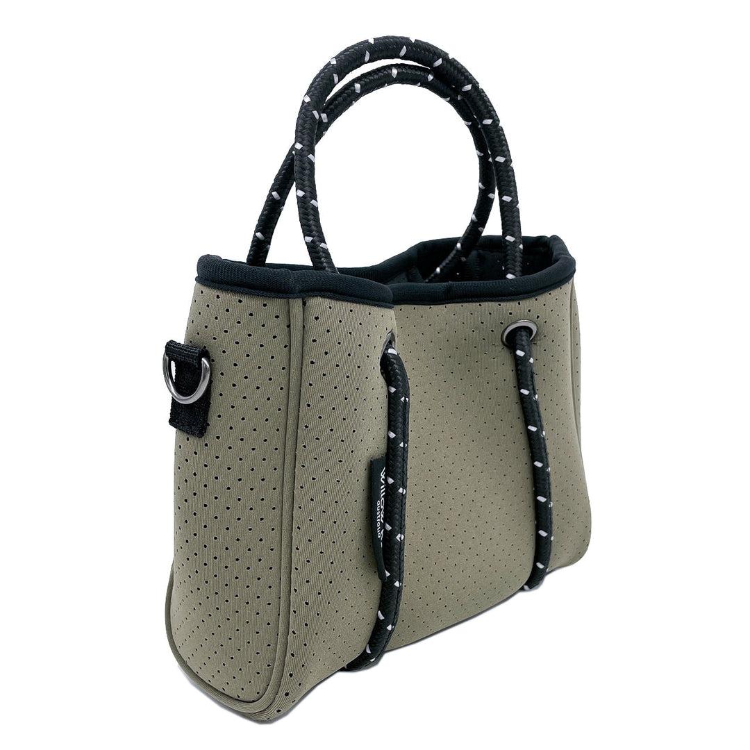 DAYDREAMER TINY Neoprene Tote Bag With Closure - SAGE-neoprene bag-shopping bag-handbag-travel bag-washable-vegan bag-Willow Bay Australia