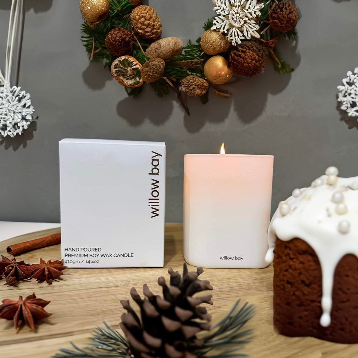 Premium Soy Candle - Christmas Spice Pudding (Limited edition Christmas scent)-Willow Bay Australia