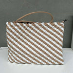 Woven Wanderer Clutch Bag - Beige/White